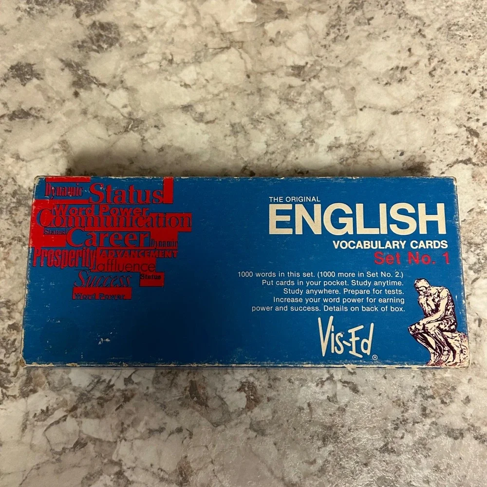 Vis-Ed‎ English Vocabulary Cards Set No. 1 Blue 1000 Flashcards Vintage 1986